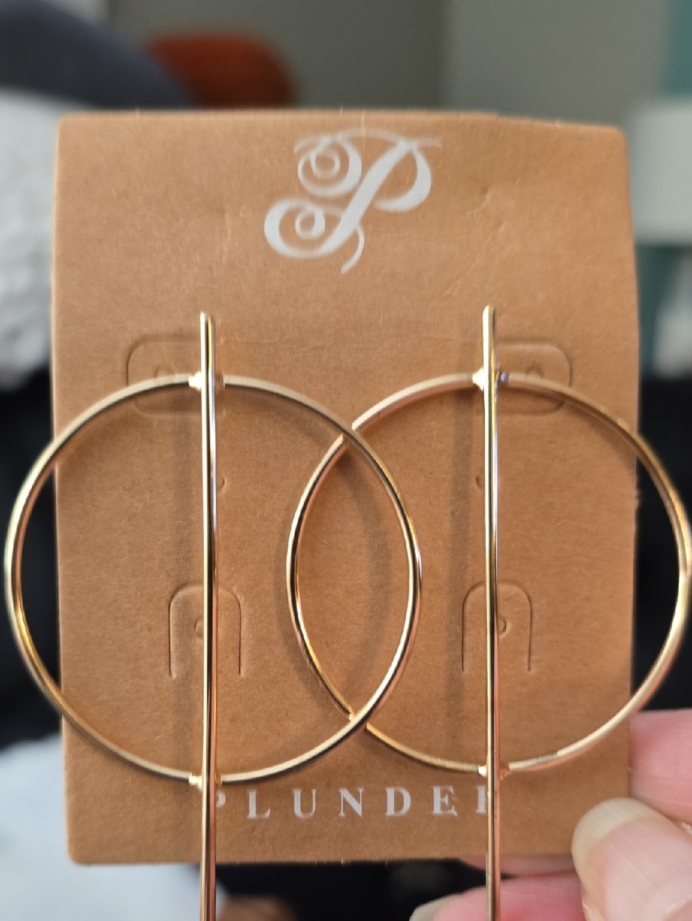 Plunder Gold Tone Hoop Drop Earrings, Comes w/gift Box